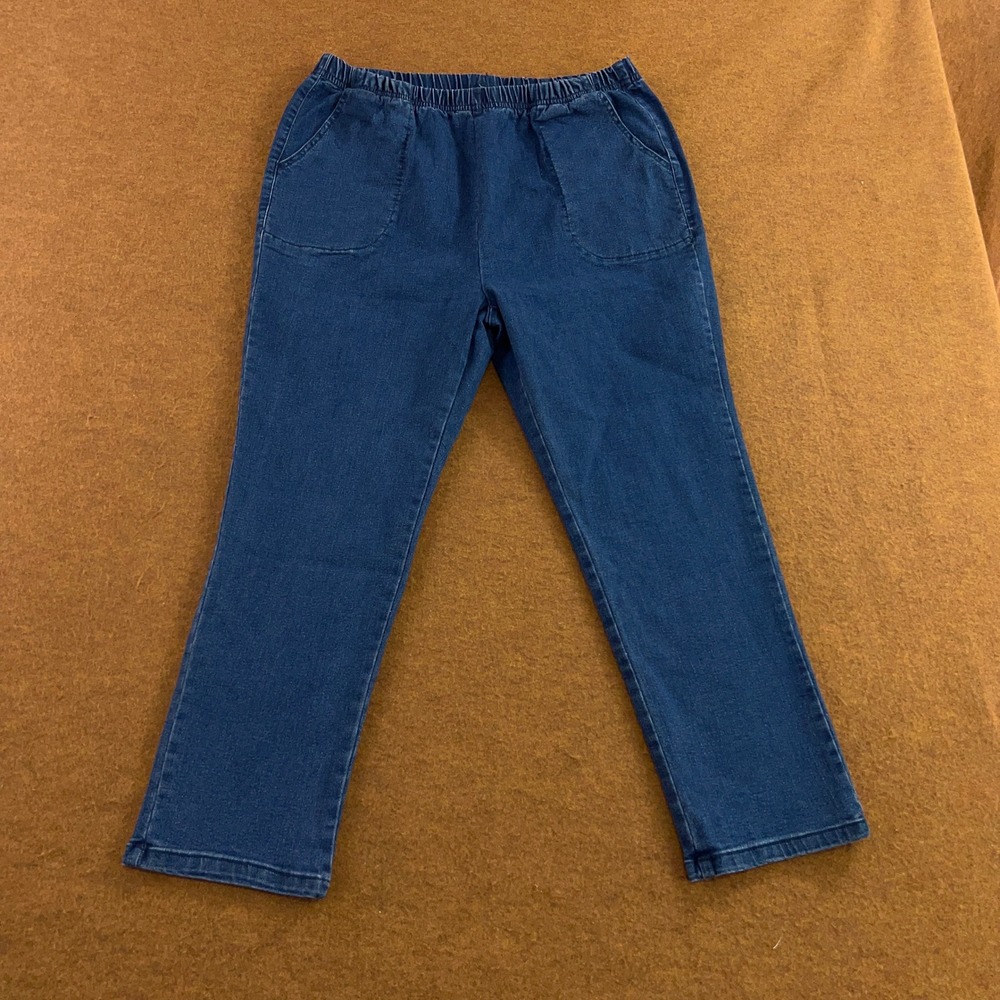 Blair Womens 16PS Blue Elastic Waist Stretch Denim Straight Leg Pull On Pant New